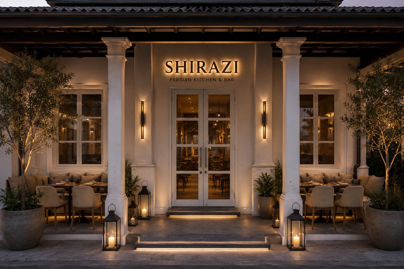The lantern-lit entrance of Shirazi at Dempsey Hill